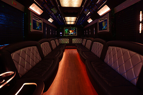 HDTVs on a limo bus